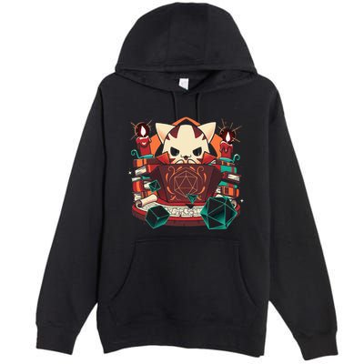 Dungeon And Cats Tabletop Gaming Role Player Premium Pullover Hoodie