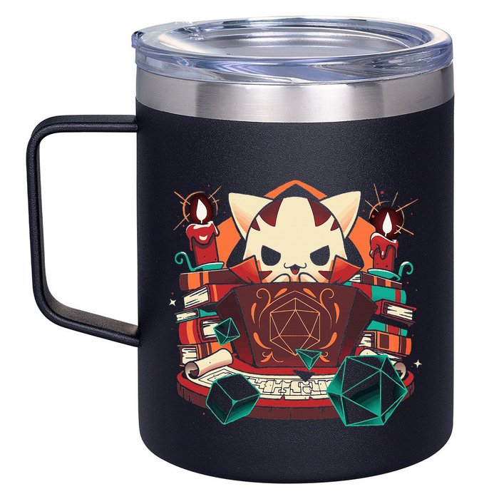 Dungeon And Cats Tabletop Gaming Role Player 12oz Stainless Steel Coffee Mug