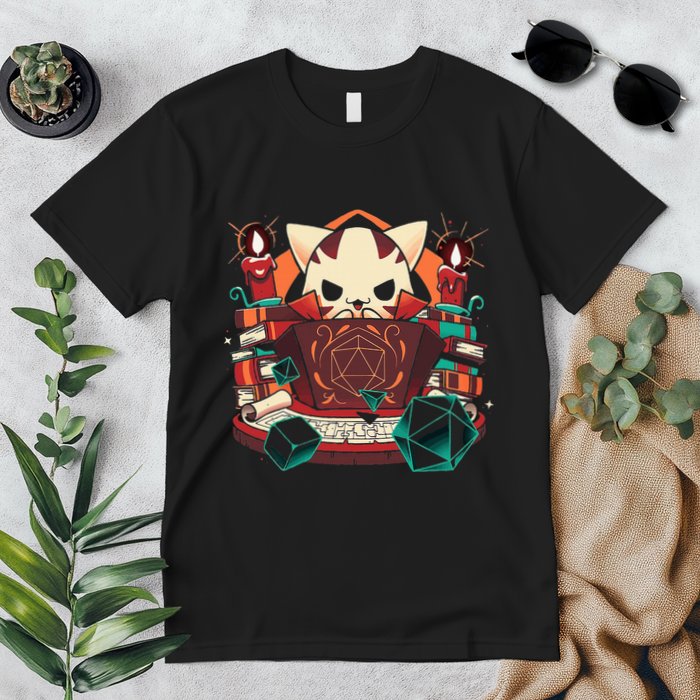 Dungeon And Cats Tabletop Gaming Role Player Premium T-Shirt