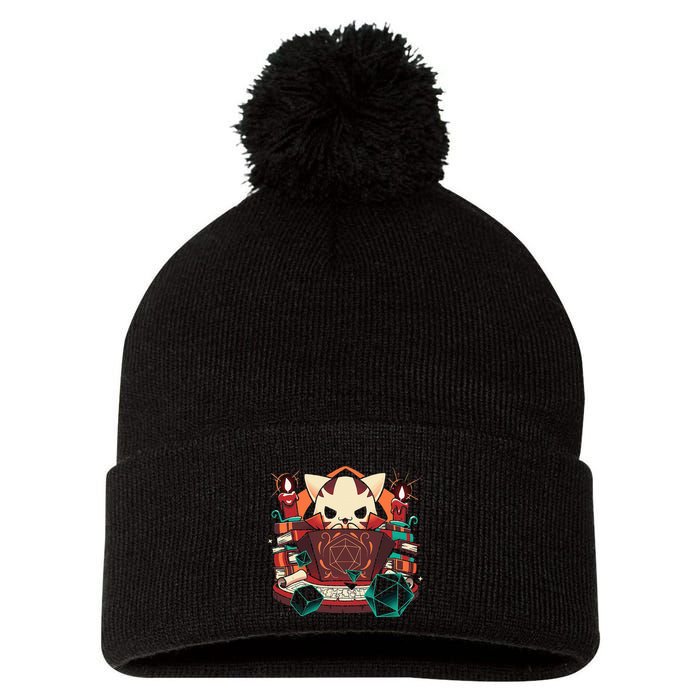 Dungeon And Cats Tabletop Gaming Role Player Pom Pom 12in Knit Beanie