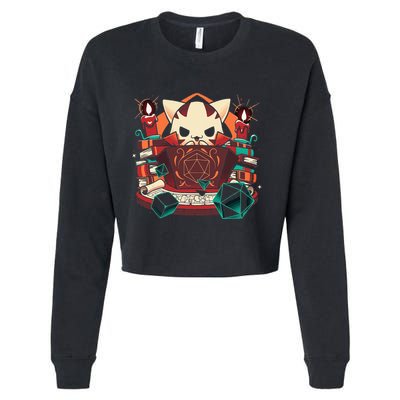 Dungeon And Cats Tabletop Gaming Role Player Cropped Pullover Crew