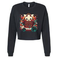 Dungeon And Cats Tabletop Gaming Role Player Cropped Pullover Crew