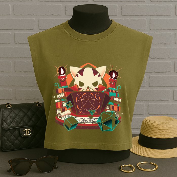 Dungeon And Cats Tabletop Gaming Role Player Garment-Dyed Women's Muscle Tee