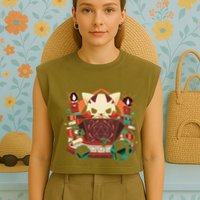 Dungeon And Cats Tabletop Gaming Role Player Garment-Dyed Women's Muscle Tee