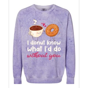 Donut And Coffee Cute Couple Love Pun Funny Valentine's Day Cute Gift Colorblast Crewneck Sweatshirt