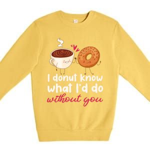 Donut And Coffee Cute Couple Love Pun Funny Valentine's Day Cute Gift Premium Crewneck Sweatshirt