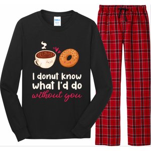 Donut And Coffee Cute Couple Love Pun Funny Valentine's Day Cute Gift Long Sleeve Pajama Set