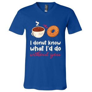 Donut And Coffee Cute Couple Love Pun Funny Valentine's Day Cute Gift V-Neck T-Shirt