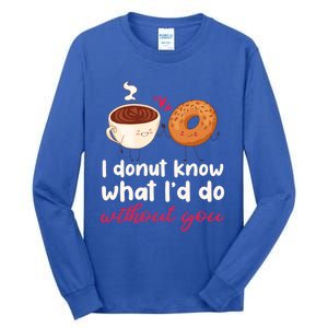 Donut And Coffee Cute Couple Love Pun Funny Valentine's Day Cute Gift Tall Long Sleeve T-Shirt