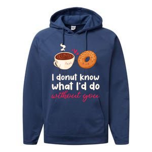 Donut And Coffee Cute Couple Love Pun Funny Valentine's Day Cute Gift Performance Fleece Hoodie