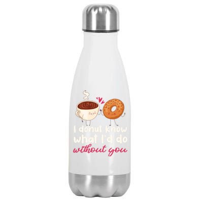 Donut And Coffee Cute Couple Love Pun Funny Valentine's Day Cute Gift Stainless Steel Insulated Water Bottle