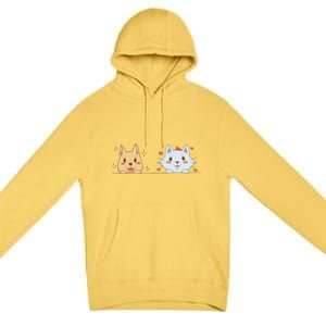 Dog And Cat Cute Animal Lover Premium Pullover Hoodie