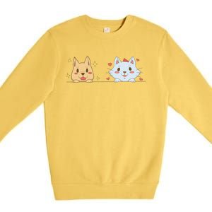 Dog And Cat Cute Animal Lover Premium Crewneck Sweatshirt