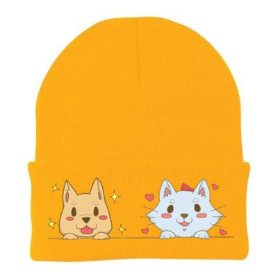 Dog And Cat Cute Animal Lover Knit Cap Winter Beanie