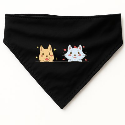 Dog And Cat Cute Animal Lover USA-Made Doggie Bandana