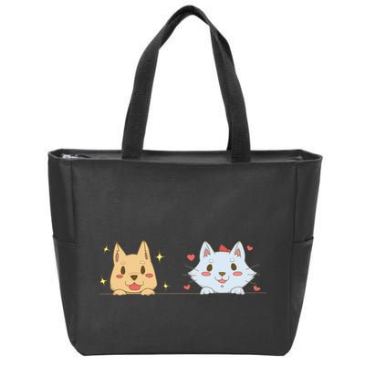 Dog And Cat Cute Animal Lover Zip Tote Bag