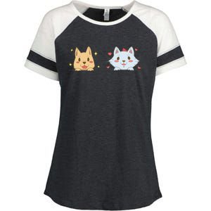 Dog And Cat Cute Animal Lover Enza Ladies Jersey Colorblock Tee