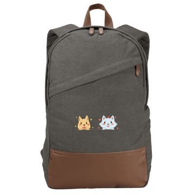 Dog And Cat Cute Animal Lover Cotton Canvas Backpack