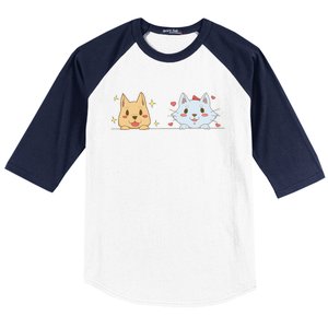 Dog And Cat Cute Animal Lover Baseball Sleeve Shirt