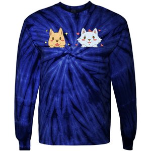 Dog And Cat Cute Animal Lover Tie-Dye Long Sleeve Shirt