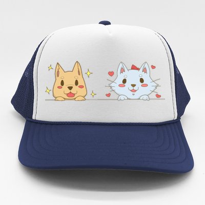 Dog And Cat Cute Animal Lover Trucker Hat