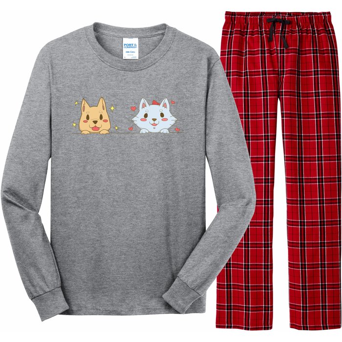 Dog And Cat Cute Animal Lover Long Sleeve Pajama Set