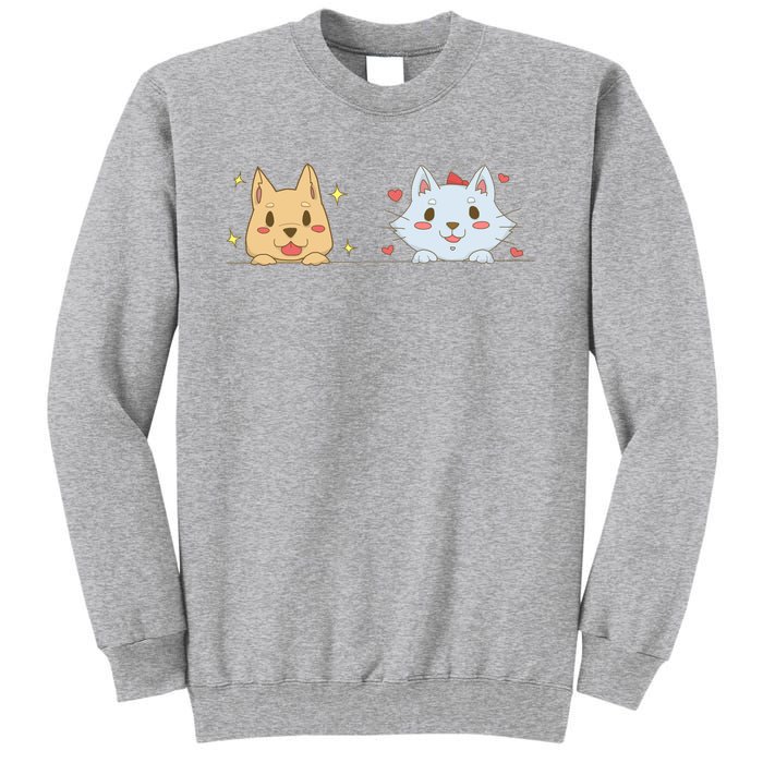 Dog And Cat Cute Animal Lover Tall Sweatshirt