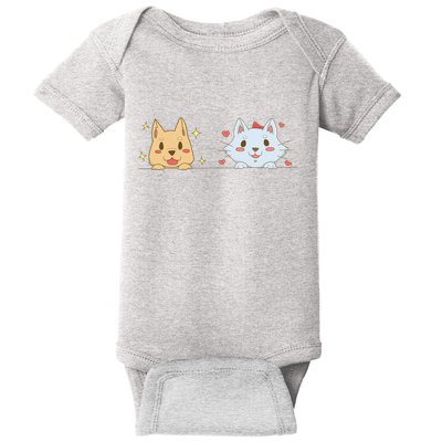 Dog And Cat Cute Animal Lover Baby Bodysuit