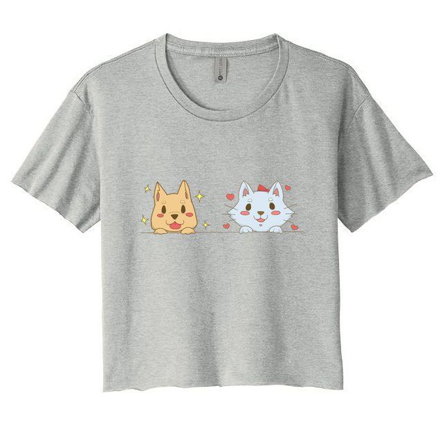 Dog And Cat Cute Animal Lover Crop Top