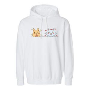 Dog And Cat Cute Animal Lover Garment-Dyed Fleece Hoodie