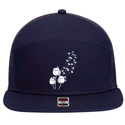 Dandelion And Cute Owls | Owl Lover 7 Panel Mesh Trucker Snapback Hat