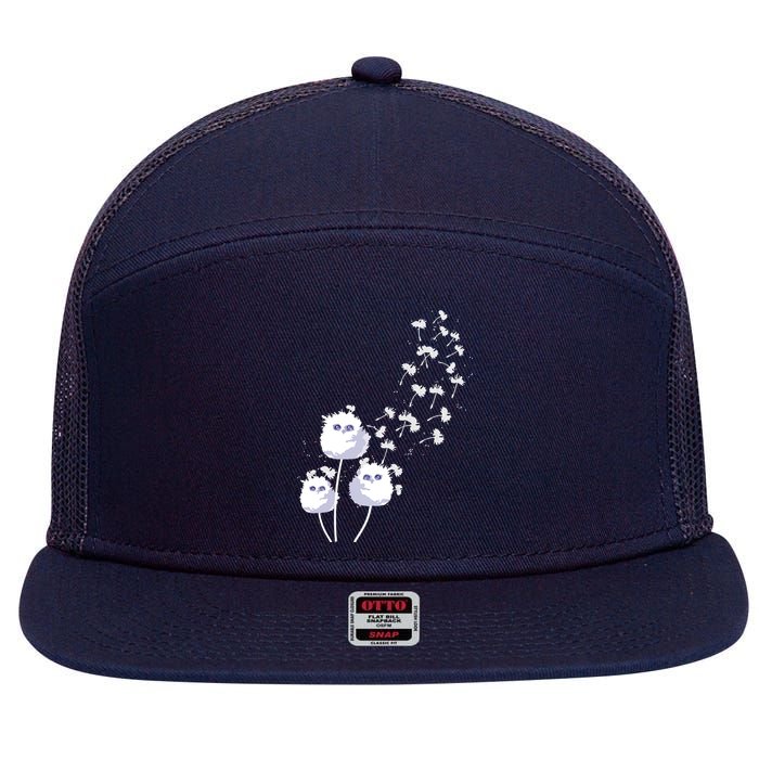 Dandelion And Cute Owls | Owl Lover 7 Panel Mesh Trucker Snapback Hat