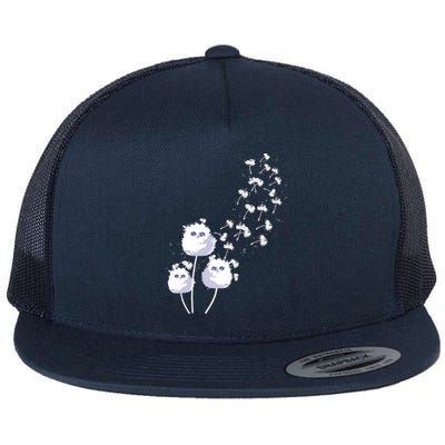 Dandelion And Cute Owls | Owl Lover Flat Bill Trucker Hat