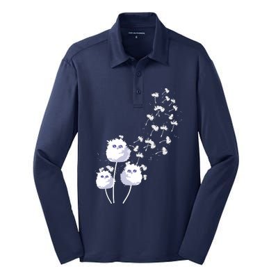 Dandelion And Cute Owls | Owl Lover Silk Touch Performance Long Sleeve Polo