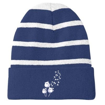 Dandelion And Cute Owls | Owl Lover Striped Beanie with Solid Band