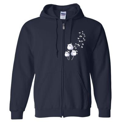 Dandelion And Cute Owls | Owl Lover Full Zip Hoodie