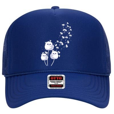 Dandelion And Cute Owls | Owl Lover High Crown Mesh Back Trucker Hat