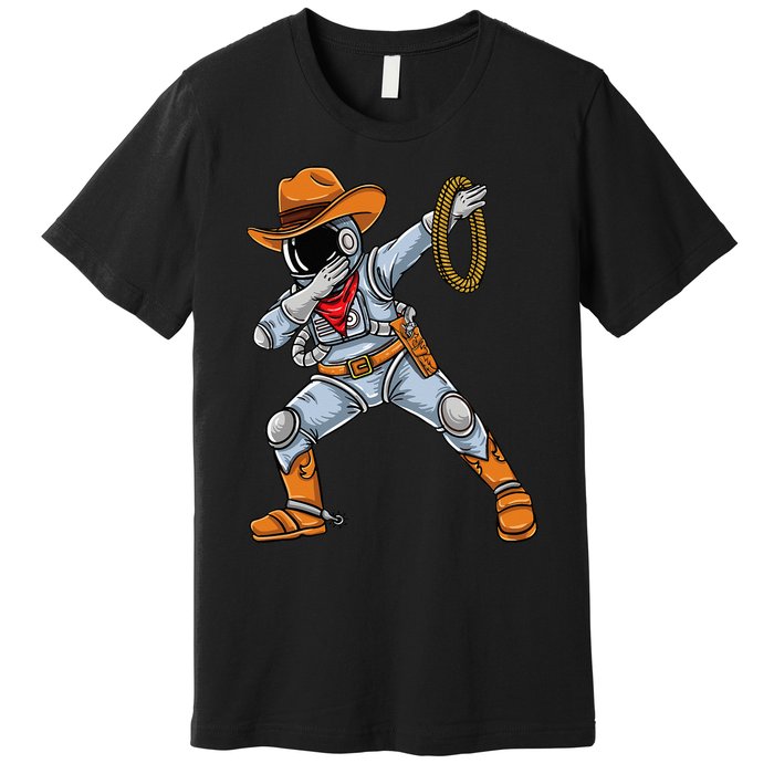 Dabbing Astronaut Cowboy Space Halloween Premium T-Shirt