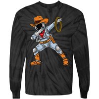 Dabbing Astronaut Cowboy Space Halloween Tie-Dye Long Sleeve Shirt