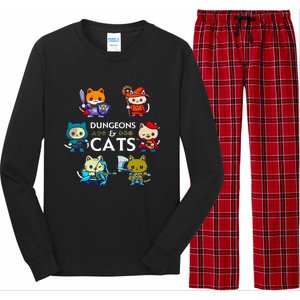 Dungeons And Cats RPG D20 Dice Nerdy Fantasy Gamer Cat Gift Long Sleeve Pajama Set