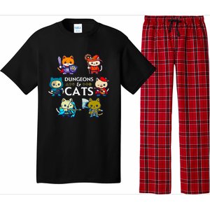 Dungeons And Cats RPG D20 Dice Nerdy Fantasy Gamer Cat Gift Pajama Set