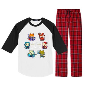 Dungeons And Cats RPG D20 Dice Nerdy Fantasy Gamer Cat Gift Raglan Sleeve Pajama Set