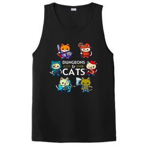 Dungeons And Cats RPG D20 Dice Nerdy Fantasy Gamer Cat Gift PosiCharge Competitor Tank