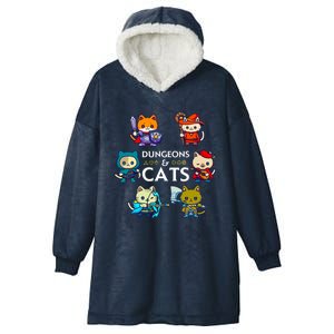 Dungeons And Cats RPG D20 Dice Nerdy Fantasy Gamer Cat Gift Hooded Wearable Blanket