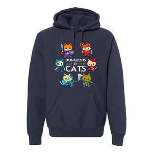 Dungeons And Cats RPG D20 Dice Nerdy Fantasy Gamer Cat Gift Premium Hoodie