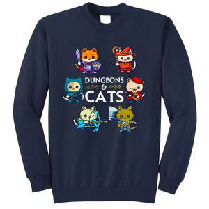 Dungeons And Cats RPG D20 Dice Nerdy Fantasy Gamer Cat Gift Tall Sweatshirt