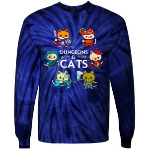 Dungeons And Cats RPG D20 Dice Nerdy Fantasy Gamer Cat Gift Tie-Dye Long Sleeve Shirt