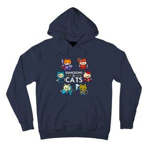 Dungeons And Cats RPG D20 Dice Nerdy Fantasy Gamer Cat Gift Tall Hoodie