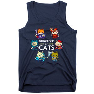 Dungeons And Cats RPG D20 Dice Nerdy Fantasy Gamer Cat Gift Tank Top