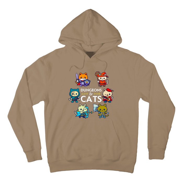 Dungeons And Cats RPG D20 Dice Nerdy Fantasy Gamer Cat Gift Hoodie